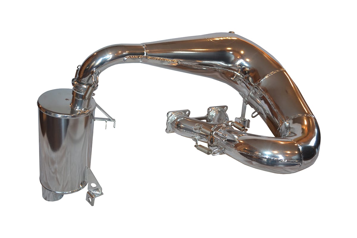 Arctic Cat 800 complete exhaust system. Includes part numbers 131-152, 131-153, 131-154