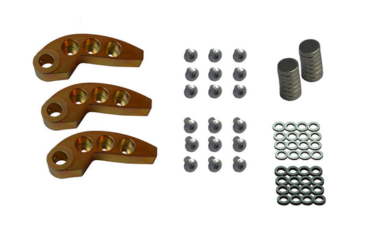 64-80 Gram  Adjustable Weight  Kit  (bushed) Set of 3 /  Now with the  complete tuning kit:  Including  Bolts, Washers, and Tungsten.  Total weight is 88.6g. With additional tungsten purchase