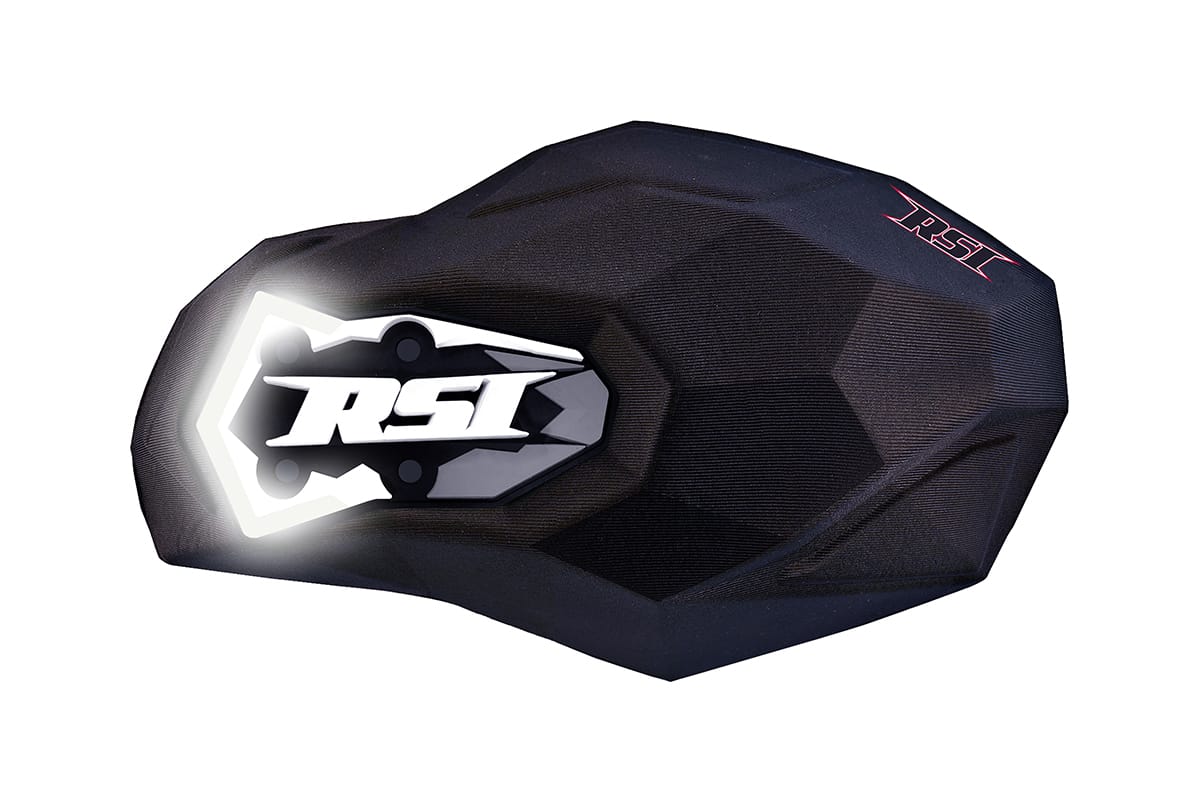 RSI "STONEWALL" HANDGAURDS WITH LED "RSI" LIGHTS.  FLEXIBLE, ALL WEATHER, DURABLE EVA FOAM CONSTRUCTION.