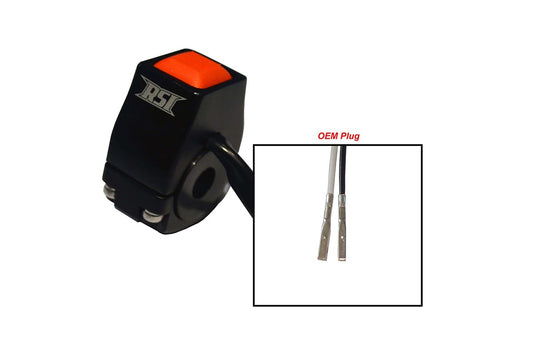 SKIDOO GEN 4/5 / LYNX RADIEN / BILLET ALUMINUM MOMENTARY KILL SWITCH BLACK ANODIZED  W / OEM TERMINALS (2-STROKE ENGINES ONLY)