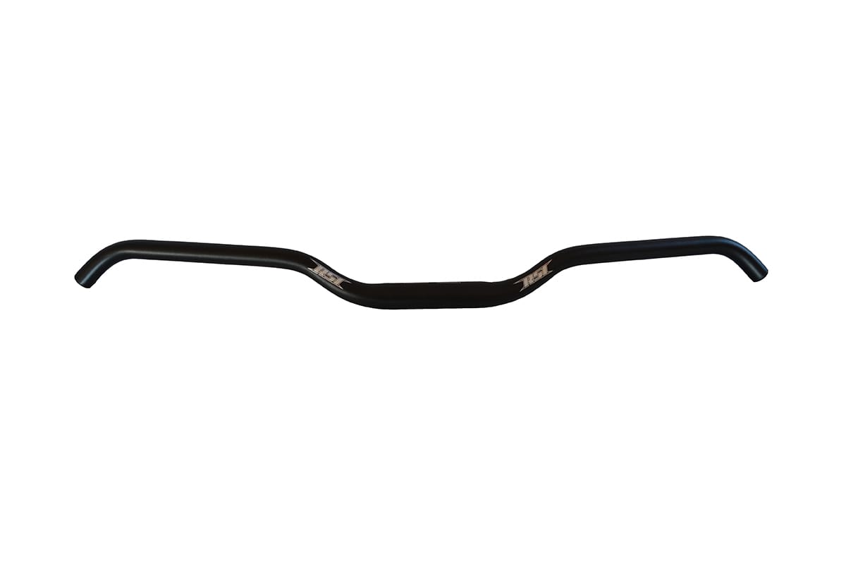 BOONDOGGLER TAPERED 1-1/8" CLAMP AREA - 7/8'' HOOKED HANDLEBAR - 13 DEGREE SWEEP - 2" RISE - 30.5" WIDE - BLACK ANODIZED
