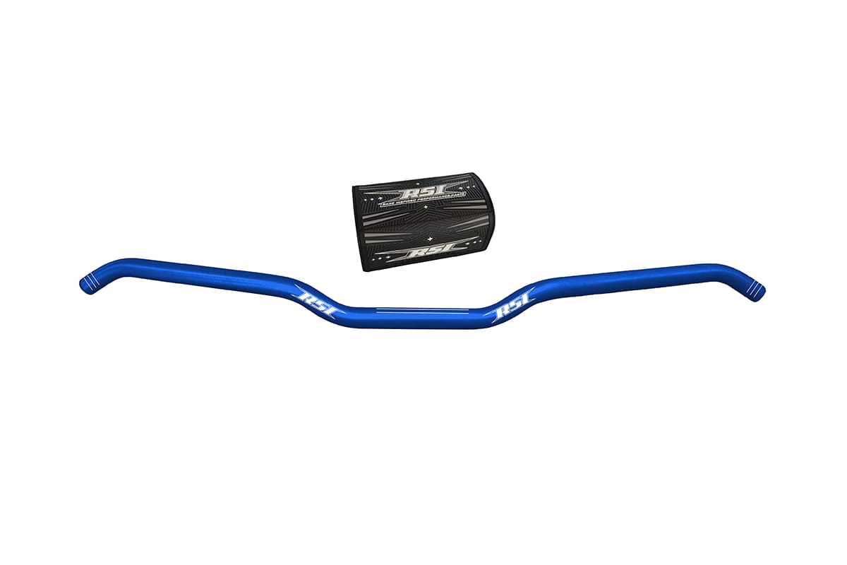 HUSTLER ALUMINUM 7/8" CLAMP AREA - 7/8" HOOKED HANDLEBAR - 13 DEGREE SWEEP - 1" RISE - 30" WIDE - DARK BLUE  ANODIZED BAR