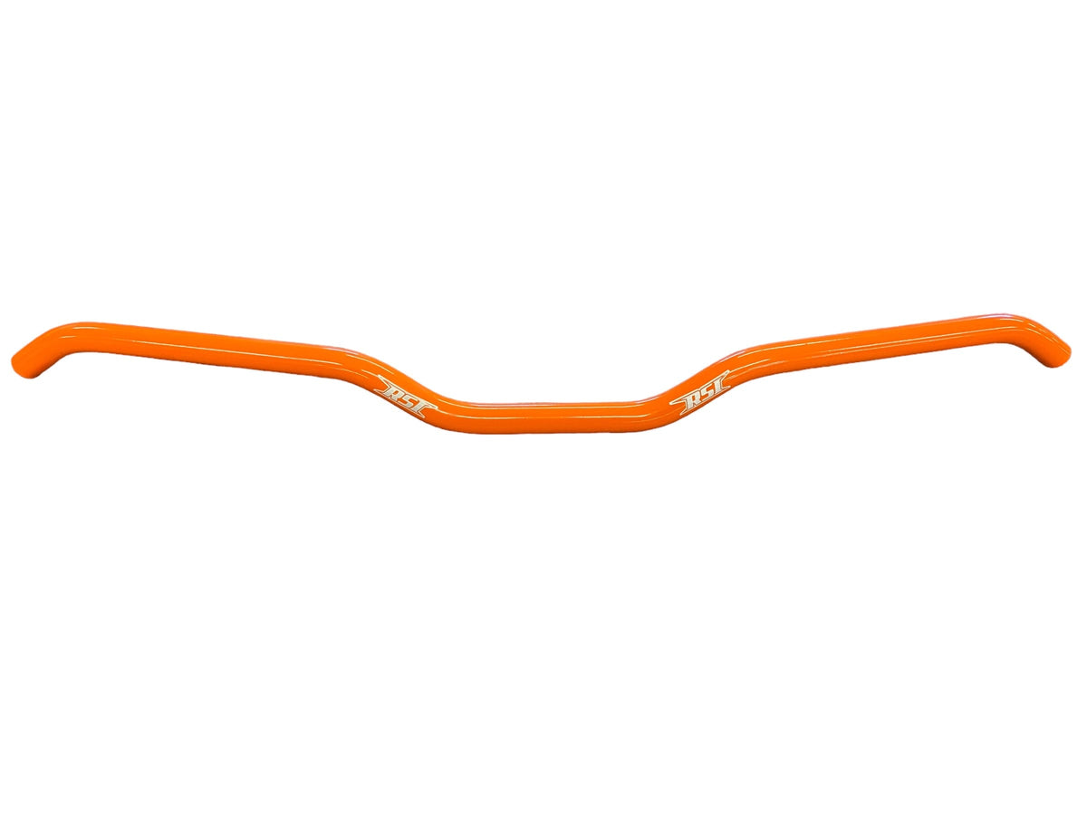 HUSTLER ALUMINUM 7/8" CLAMP AREA - 7/8" HOOKED HANDLEBAR - 13 DEGREE SWEEP - 1" RISE - 30" WIDE - 1" RISE - ORANGE POWDERCOATED BAR