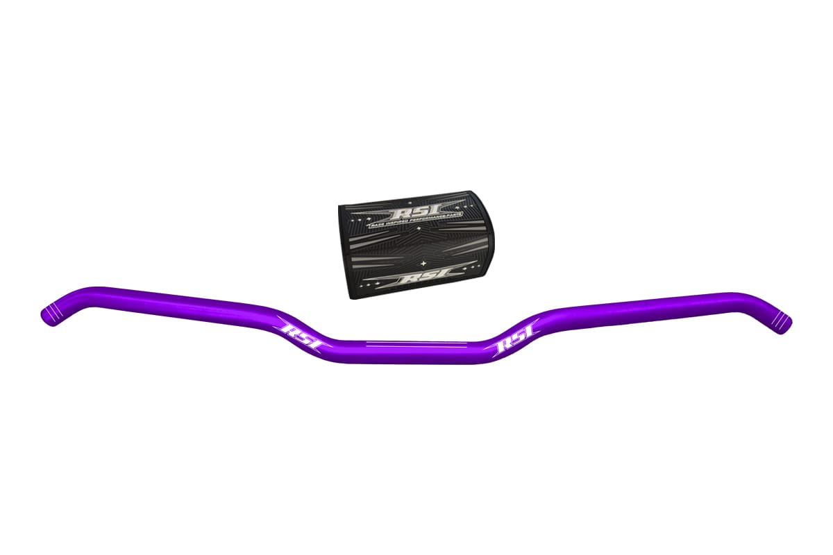HUSTLER ALUMINUM 7/8" CLAMP AREA - 7/8" HOOKED HANDLEBAR - 13 DEGREE SWEEP - 1" RISE - 30" WIDE - 1" RISE - PURPLE  ANODIZED BAR