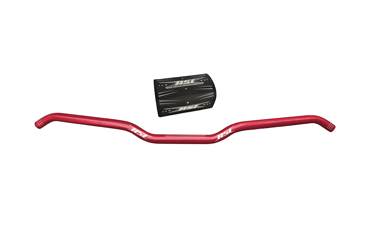 HUSTLER ALUMINUM 7/8" CLAMP AREA - 7/8" HOOKED HANDLEBAR - 13 DEGREE SWEEP - 1" RISE - 30" WIDE - 1" RISE - RACE RED  ANODIZED BAR