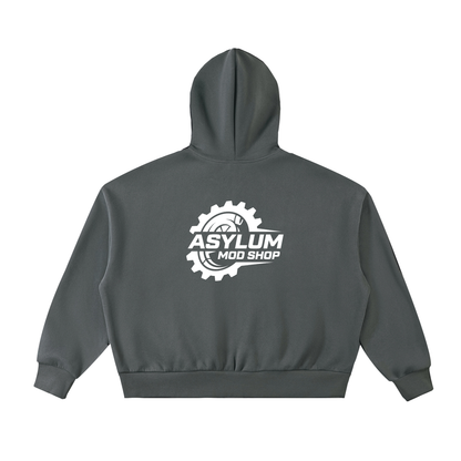 Fleeced Full-Zip Boxy Hoodie