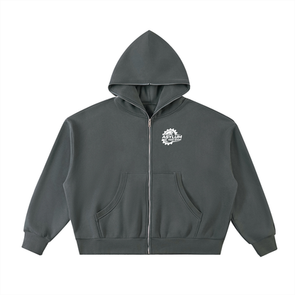 Fleeced Full-Zip Boxy Hoodie